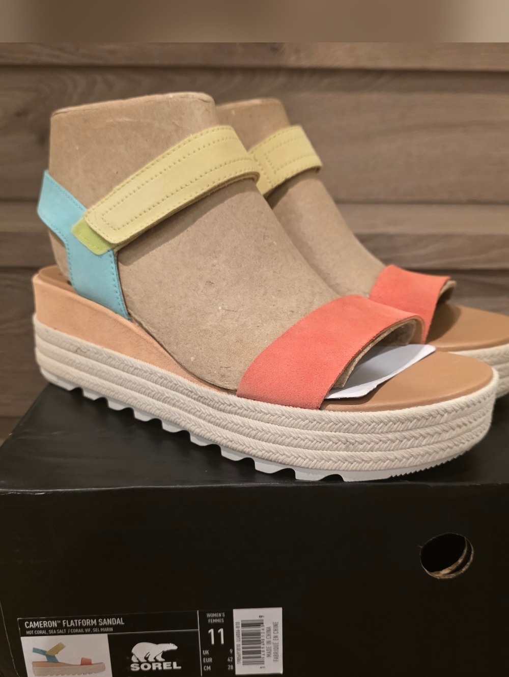 Sorel Cameron Flatform Sandal in colorblock suede